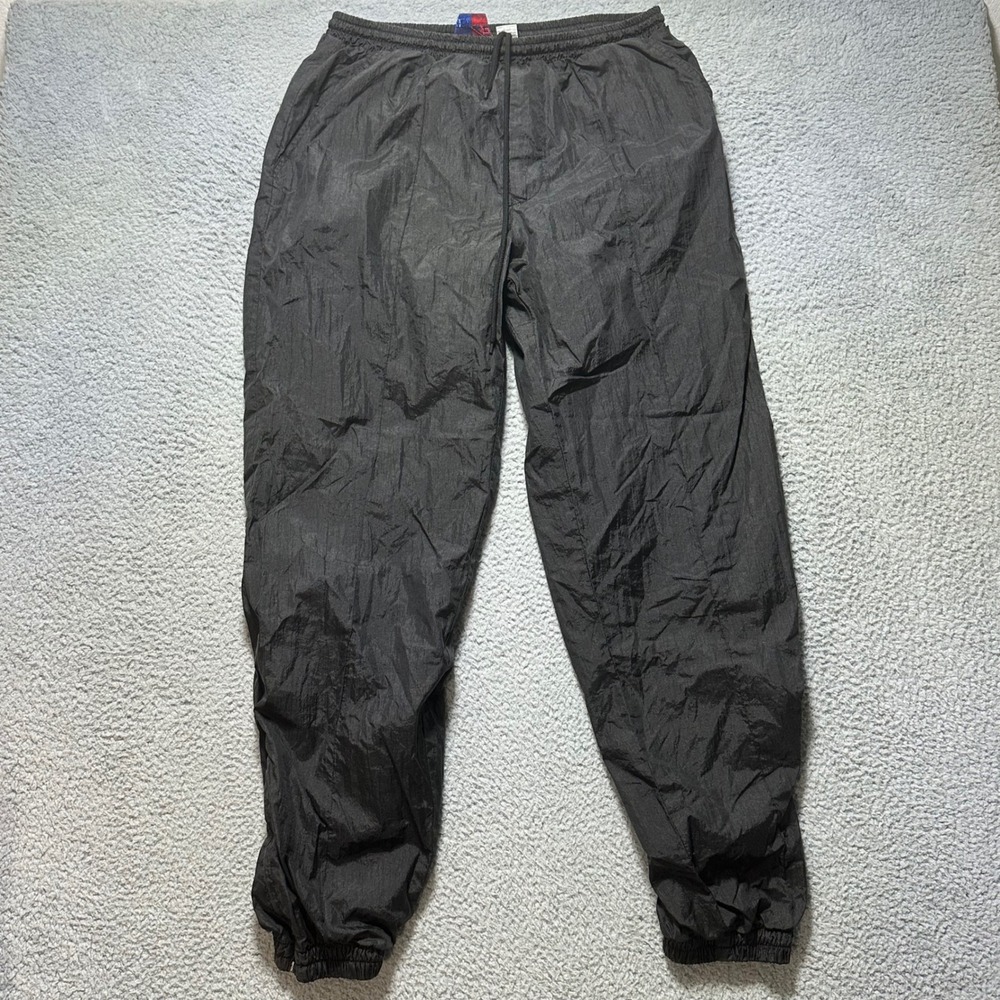 Vintage American Team‎ Sports Pro Celebrity Mens Black Nylon Track Pants
 L Y2K
